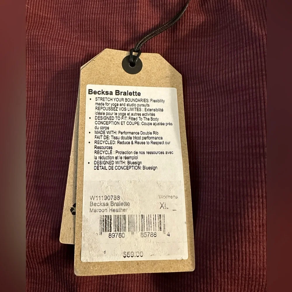 NWT- PRANA- Becksa™ Bralette- Heathered Maroon-‎ XL - Picture 8 of 16